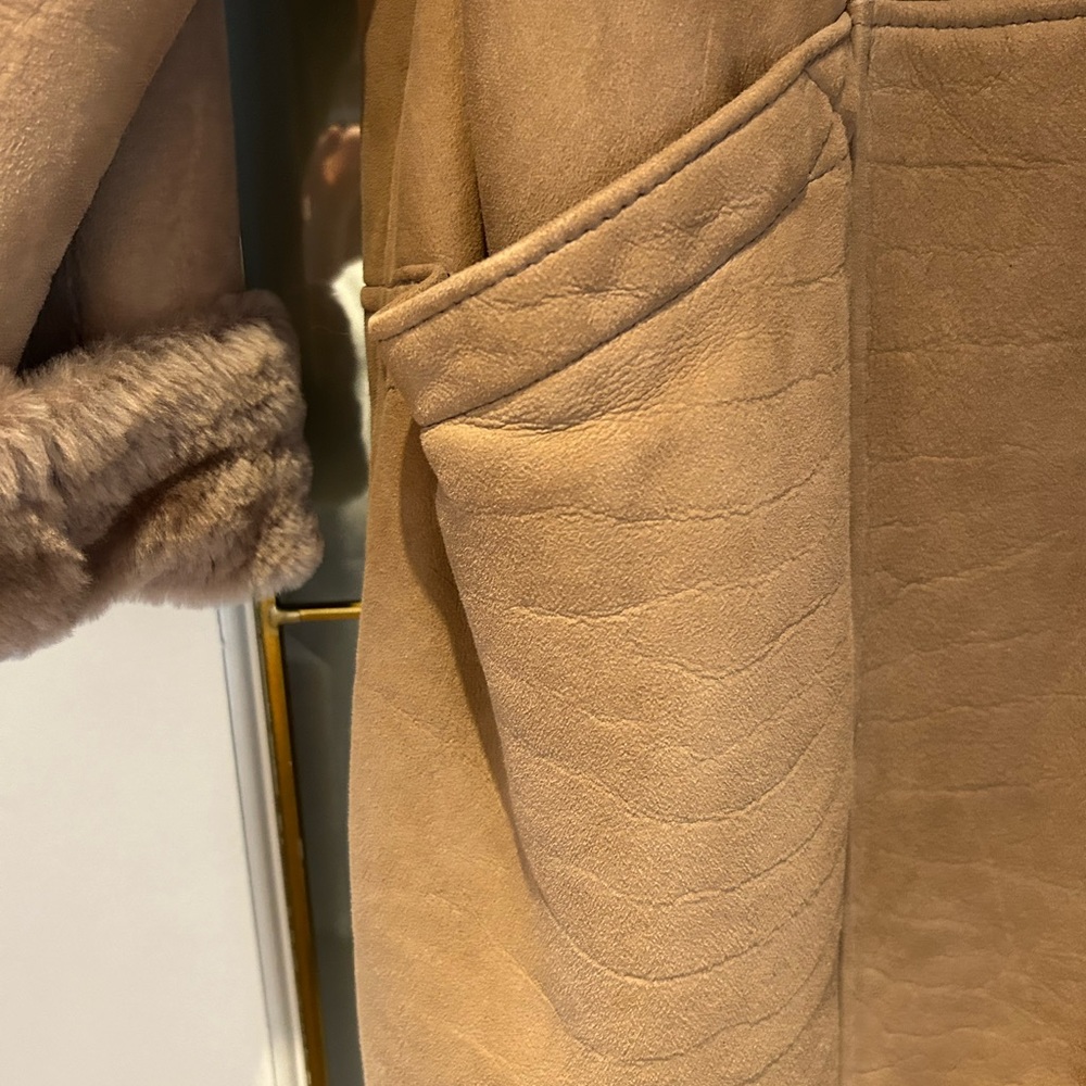 Ladies Shearling Coat Natural Taupe colour. Size 10